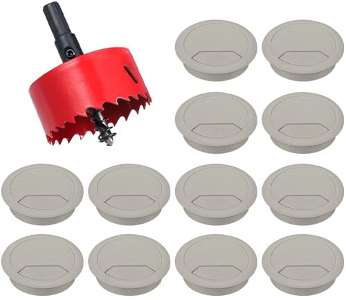 Desk Grommet, 12PCS Desk Table Cable Grommet, 60mm Desk Grommet with Hole Saw Round Cord Cable Hole Cover Wire Organizer for Home and Office Table