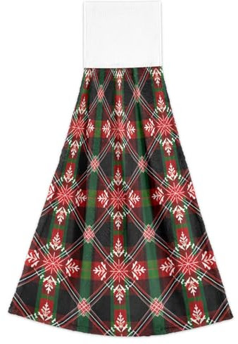 RPLIFE Küchenhandtücher, Weihnachtsmotiv, kariert, weich, saugfähig, schnell trocknendes Handtuch, Grün und Rot