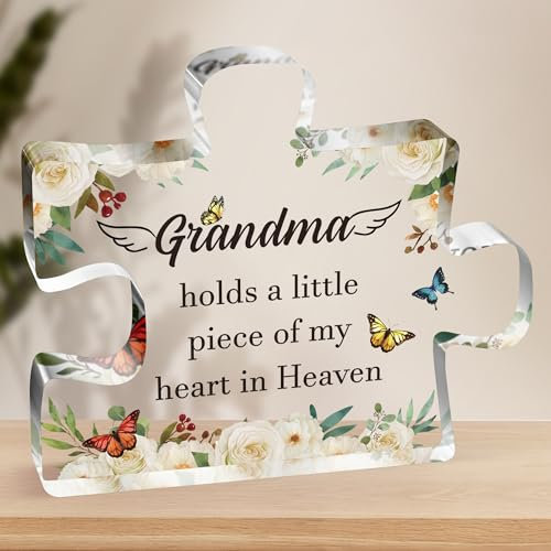 Beileidsgeschenke für den Verlust der Großmutter, Oma Gedenkgeschenke Acryl-Puzzle-Plakette 9,9 x 8,4 cm, Trauergeschenke für den Verlust der Oma, Gedenkgeschenke, Beerdigungsgeschenke,