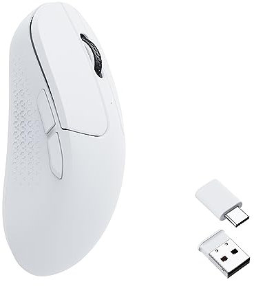 Keychron M3 Mini Kabellose Maus, PAW3395-Sensor mit programmierbarer Makrotaste 26.000 DPI, 4000Hz 2.4GHz Bluetooth 5.1, 55 g, ultraleichtes ergonomisches Design – weiß