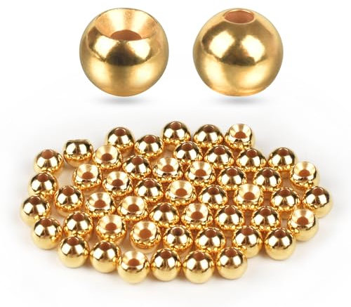 TG-DZURI Tungsten Beads for Fly Tying, 50pcs Tungsten Cyclops Beads Gold Color 4.6mm Sizes Fly Tying Materials Beads Hook Size 6#-8#