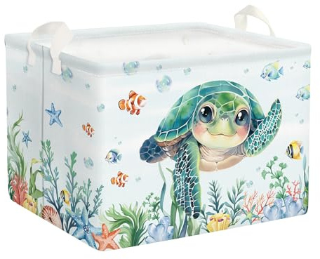 Clastyle Meerestiere Kinder Wäschekorb Baby Spielzeug Aufbewahrungsbox | Faltbarer, Wasserdicht, Tragkraft 25 kg, für Kinderzimmer Badezimmer Schlafzimmer, für Bücher Spielzeug Kleidung