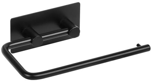 MACOLE Self Adhesive Toilet Roll Holder, Extra Strong Stick On, Heavy Duty Stainless Steel, No Drill Rustproof, Sticky on Wall Door Tiles for Toilet Paper in Washroom Toilet Bathroom, Black