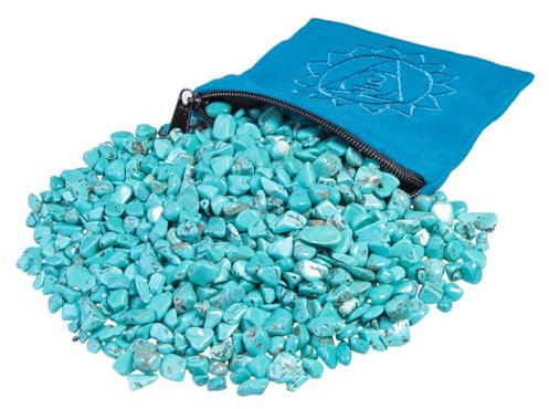 Amogeeli 0,2 kg Howlith Türkis-Kristallsplitter, Bulk-Kies für Pflanzen, Vasenfüller, Trommelsteine, für Kunsthandwerk