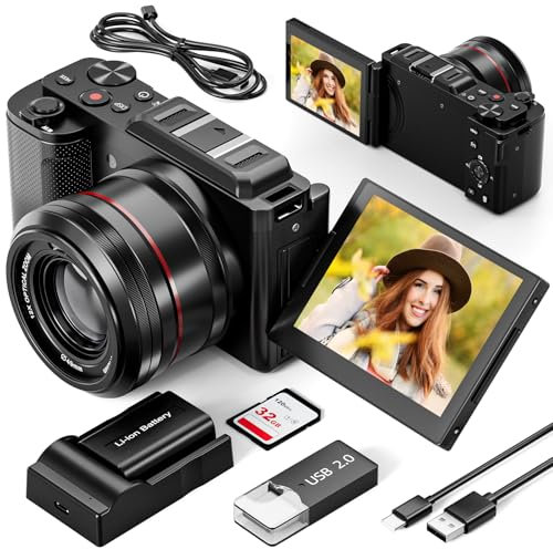 NBD 64MP Digital Camera for Photography, 4K DSLR Cameras for YouTube with 3”,270° Flip Screen,12X Optical NBD-N730-UK-2408