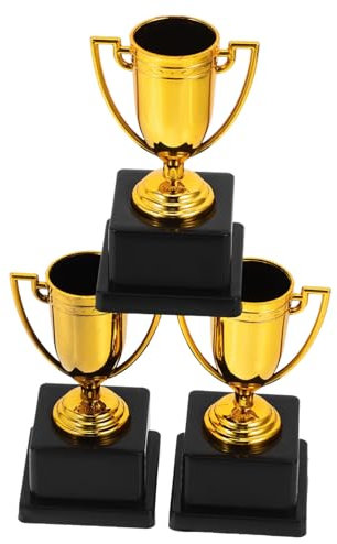 Warmhm 3st Trophäe Kleine Pokale Mini-Award-cupsr Sportpokal Für Kinder Siegerpokal Mini-preispokale Schulfestpreis Für Den Kostümwettbewerb Golden Plastik Wiederverwendbar