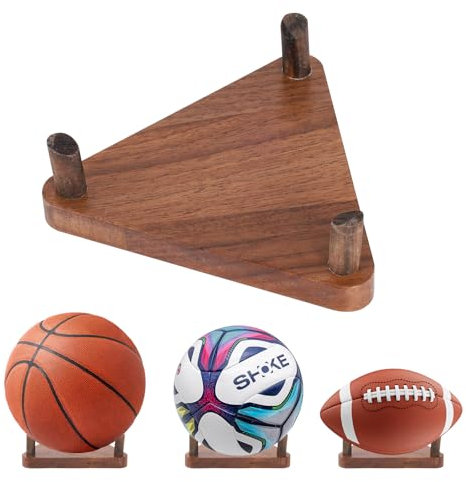 RICKMASK Ballhalter ,Ballständer aus Holz,Ball Halterung Ballständer Basketballhalter,aus Hochwertigem Walnussholz Basketball Halter für Basketball Fußball Volleyball Rugby Display