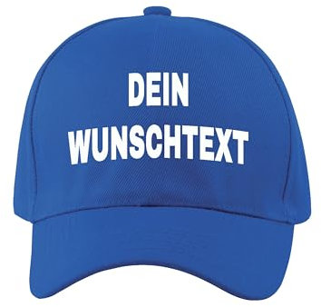 NIMAMA Unisex Erwachsenen Cap Bedrucken Lassen - Mit Wunschtext personalisiert - Individuell als Geschenk für Herren und Damen selbst gestalten - Royalblau