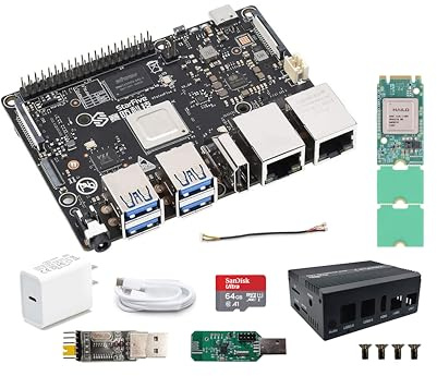 Visionfive2 Hailo RISC-V Linux AI Development Board Kit, Hailo-8L M.2 AI Beschleunigungs Module Kit, StarFive JH7110 CPU LPDDR4 8GB RAM, Dual Gigabit Netzwerk, 4K HDMI Display (Bundle4)