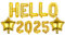 Hello 2025 Luftballons Neujahr Deko, Happy New Year Folienballon, 2025 Zahlenballon Banner, Silvester Party Deko Neujahr Ballon, Silvester Party Deko, Für Neujahr Happy New Year Deko (A-Gold)