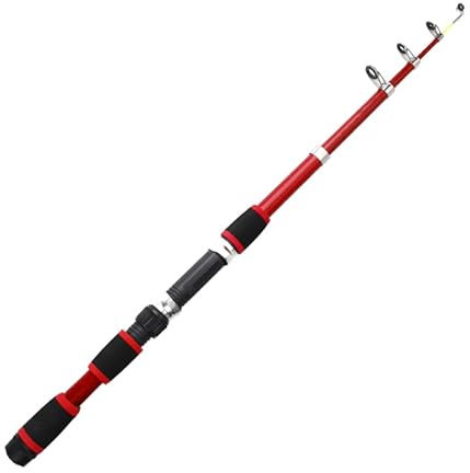 Canne A Peche Kit complet de moulinet de canne à pêche à rotation portable de 1,8 m en fibre de carbone for canne à pêche à la carpe, ensemble de voyage, accessoire Canne à PêChe(Rose-rod)