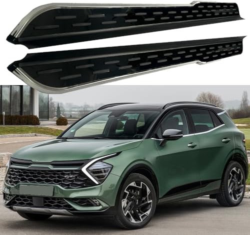 Lot de 2 marchepieds en aluminium noir pour KIA Sportage NQ5 2023-2025, marchepied latéral, barre Nerf, pédale, marchepied en aluminium noir (avec supports)