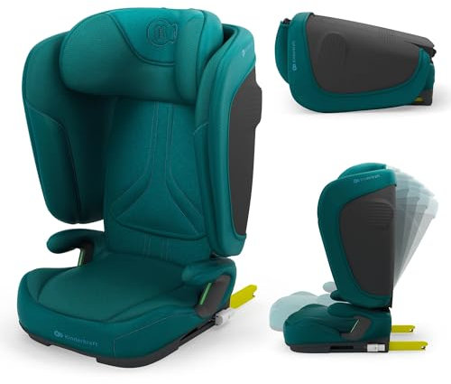Kinderkraft UNITY2 Seggiolino Auto I-size 100-150 cm, circa da 3,5 a 12 anni, Sistemi di Sicurezza H-GUARD, Facile da Pulire, Rivestimento Traspirante, SPS+, Verde