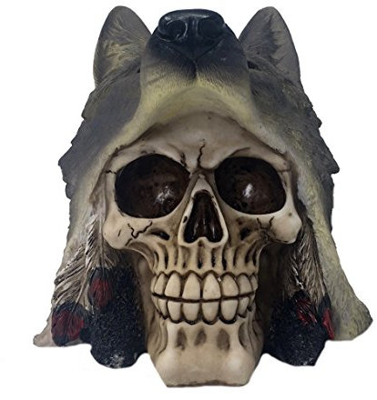MystiCalls Totenkopf mit Wolfskopf - Indianer, Skull, Halloween, Dekoration