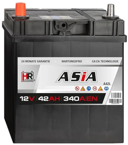 HR A42L HiPower ASIA Autobatterie 42Ah 12V 340A/EN Blei-Säure, hohe Startreserven auch bei Kälte