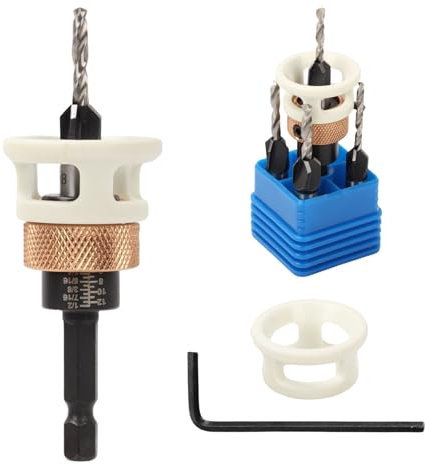 Lot de 6 Forets Coniques avec Butée de Profondeur, Foret avec Fraisoir et Butée de Profondeur, Foret Bois avec Tige Hexagonale de 1/4 - 2,8/3,2/3,5/4 mm - pour le Travail du Bois, L'Atelier