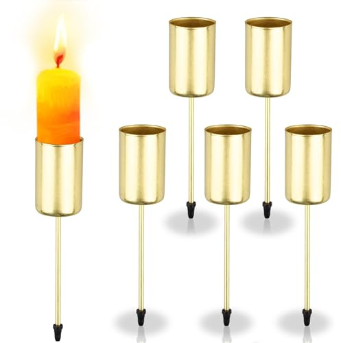 Huanmin 6 Stück Adventskranz Kerzenhalter, kerzenhalter Adventskranz, Stabkerzenhalter Gold, Kerzenhalter Stumpenkerzen, für Weihnachten Deko Tischdeko Kamindekoration