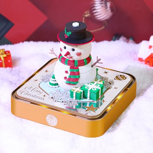 3D Kalender 2026, Kreativer Abreißen Tischkalender, 3D Notizblock Kalender mit Licht, 3d Memo Pad Papier, Papier Schnitzen Tischdeco Weihnachten Geschenk (Schneemann 9.8x9.8x8.8cm)
