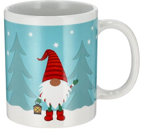 Annastore 12 x Weihnachtstasse mit Wichtelmotiv – 250 ml | Steingut-Tasse für Glühwein - Punsch & Kaffee – Weihnachtsbecher mit liebevollem Druck – festliche Geschenkidee