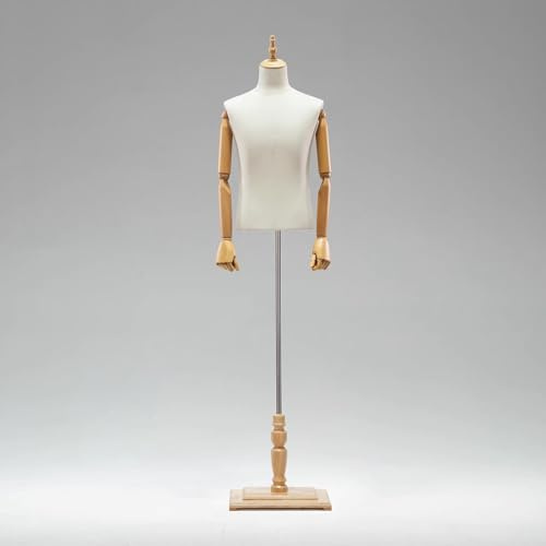 Männlich Schneiderpuppe, Mann Mannequin Kleiderpuppe Torso mit Ständer Aus Holzsockel, Schneiderbüste für die Präsentation von Kleidung, Nähen, Fotografieren, Schaufenster(Yellow)