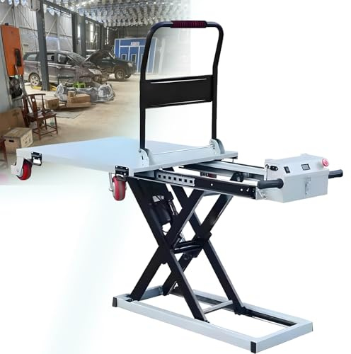 Piattaforma Elevatrice Elettrica (Altezza Di Sollevamento 40) - Portata 300 Kg, Carrello Elevatore Idraulico + 4 Ruote, Carrello Idraulico Elevatore