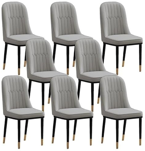 Juego de 4 sillas de comedor de piel sintética con respaldo bajo y patas de metal mate para cocina u oficina