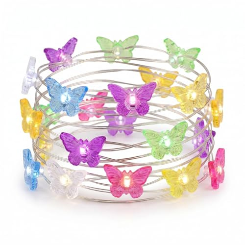 DiiWmme Butterfly Fairy String Lights, 2M/20 LEDs Battery Operated Decorative Lights for Indoor Outdoor, Garden, Bedroom, Wedding, Valentine’s Day, Party Decorations(Butterfly)