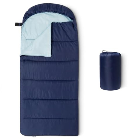 Amazon Basics Sacs de Couchage pour Enfants, Température de Confort 10 °C, Bleu Marine, 167.6cm x 73.6cm