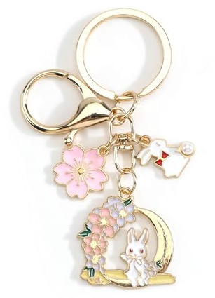 Porte-Clés Lapin Sakura, Joli Pendentif De Style Dessin Animé En Métal, Accessoire Mignon Pour Sac à Main, Sac à Dos, Portefeuille Ou Décoration De Voiture, Pour Les Femmes
