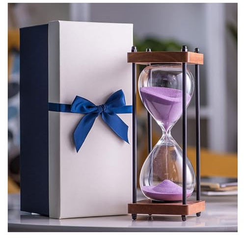 Horloge en verre de 30 Minutes, horloge sable, artisanat, décoration for la maison, l'étude et le bureau, cadeau créatif Regalo Di Natale(Purple)