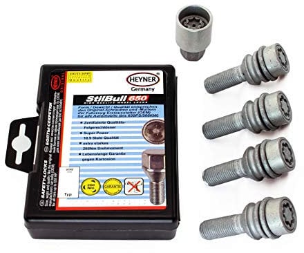 Fits VW Touareg Models 2005 To 2024 Heyner Germany Stil Block PRO Locking Wheel Nuts M14x1.5 Set 4 Locks Thatcham Quality Assured Bolts 299/5