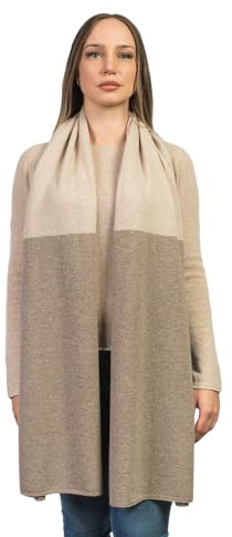 Dalle Piane Cashmere - Stola zweifarbig 100% Kaschmir - Made in Italy - Damen, Farbe: Beige, Einheitsgröße
