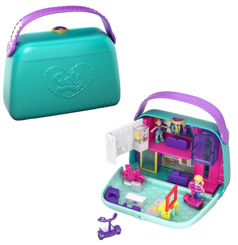 Polly Pocket GCJ86 Coffret Univers Le Sac à Boutiques avec 2Mini-Figurines et Accessoires, Autocollants et 5 Surprises Cachees, Jouet Enfant, Multicolore Exclusivité sur Amazon