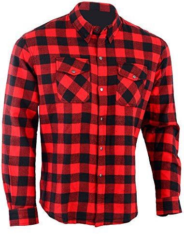 Bikers Gear Australia - Camisa protectora de franela para motocicleta con forro de aramida multicolor Rojo/Negro large