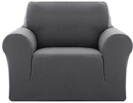 Deconovo Sofabezug Sofa Überzug Sofaüberwurf Cover Sesselbezug Sofahusse Abdeckung Super Elastisch Stretch Jacquard, 1-Sitzer(80-120cm), Grau