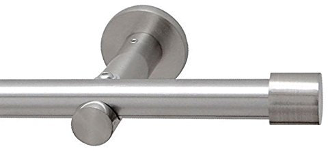 Gardinenstange 16mm 1-Lauf Edelstahloptik, 240cm (2x120cm)