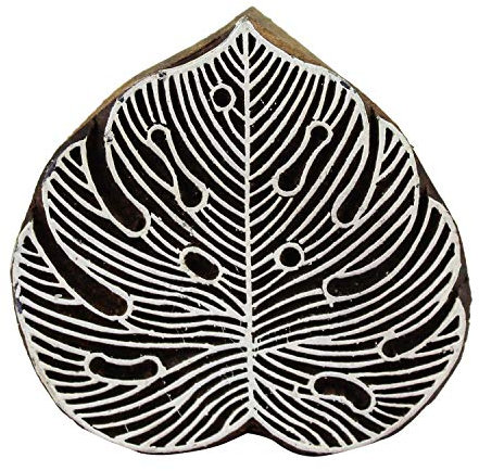 Stoff-Stempel mit Monstera-Blatt-Motiv, indische Holzkeramik, Stoffdruckblöcke, Batik, Basteln, Sammelalbum, Ton-Projekt
