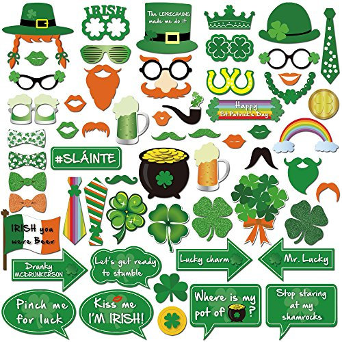 HOWAF 50pcs St. Patrick's Day Photo Booth Props Brillen Masken Hut Foto Requisiten Foto Accessoires für St. Patrick's Day Deko