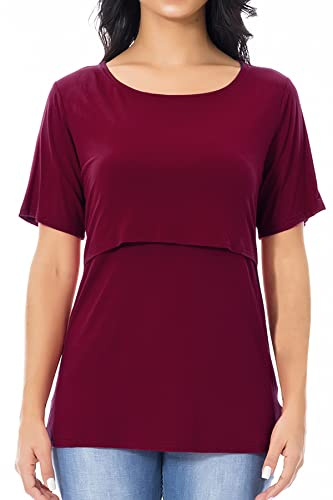 Smallshow Stillshirt Umstandstop T-Shirt Umstandsmode Umstandsshirt Schwangerschaft Kleidung Mutterschafts Kurzarm Shirt