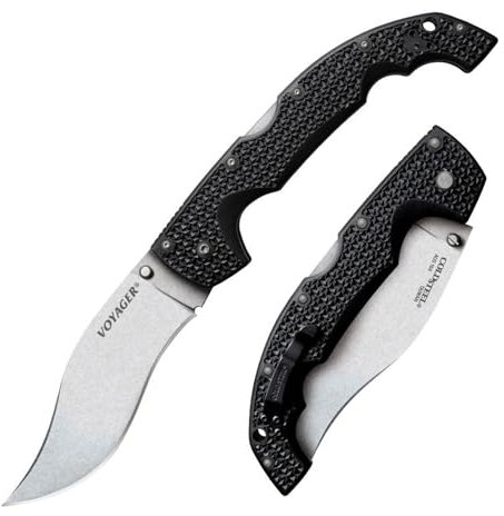 Cold Steel, XL Voyager Lockback Vaquero, Klappmesser, Stonewashed Finish, Taschenmesser, AUS-10A Klingenstahl, Lanyardloch, scharfes Messer für Outdoor, Camping, Schnitzen