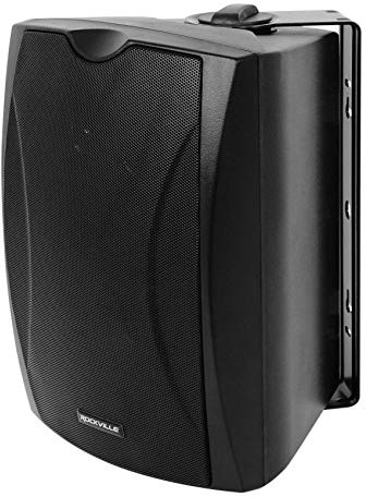 Rockville WET-5B 70V/100V 5.25 Indoor/Outdoor Wall Speaker, IPX55, Vented Waterproof Design, Swivel Mount, Black, for Commercial or Home Audio