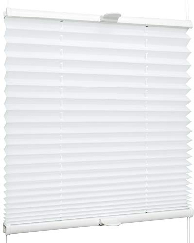 SchattenFreude Klemmfix-Plissee für Fenster | Mit Klemm-Haltern | Ohne Bohren | Reinweiß, Breite: 60cm x Höhe: 220cm