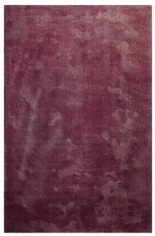 Homie Living Hochflor Teppich, modern, kuschelige, weich, flauschig für Wohnzimmer, Schlafzimmer und Kinderzimmer Sienna (Bordeaux, 70 x 140 cm)