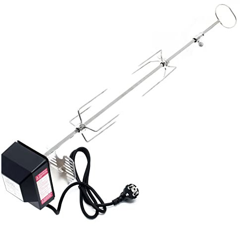 WilTec Pincho BBQ Grill 82 cm Acero Inoxidable con 2 Agujas de Carne pincho Giratorio brocheta Parrilla