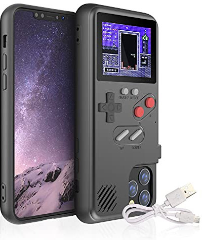 Autbye Gameboy Case for iPhone, Retro 3D Phone Case Game Console with 36 Classic Game, Color Display Shockproof Video Game Phone Case for iPhone (for iPhone 12 Pro Max, Black)
