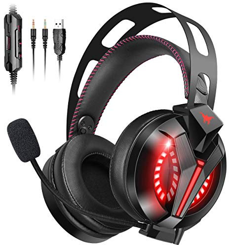 ONIKUMA Combatwing M180 Pro Gaming Headset Over Ear Stereo Bass Gaming Headphone with Noise Isolation Microphone for PS4 Xbox One S PC Mobile Phones (Black)