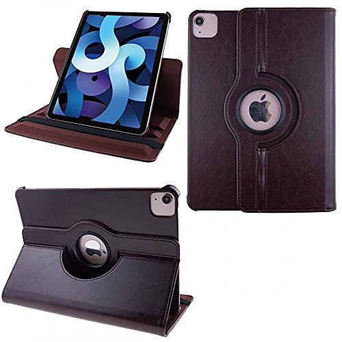 COOVY® 2.0 Etui pour Apple iPad Air 4 10.9 (Model 2020) Coque de Protection Rotation 360° Smart Housse Cover Case Stand Auto Réveil/Sommeil | Marron