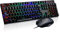 Teamwolf Mechanical Gaming Tastatur RGB Hintergrundbeleuchtung 105 Tasten und Maus 4800 DPI Professional Combo (Blaue Schalter)