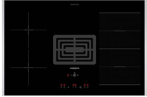 Oranier Flexx-Induktion 80 cm KXI 1084 TC - großes Induktionskochfeld mit zentralem Abluft-Umluft Dunstabzug Touch Control & 2 Edelstahl Seitenleisten