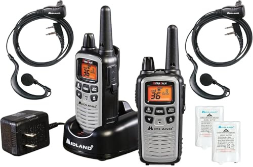 Midland LXT600VP4 Tragbares Zwei-Wege-Radio – Paar LXT600 FRS Funkgeräte mit Headset Familienradio Walkie-Talkie – NOAA Wetterwarnung – Deli Cafes und Restaurants – bis zu 30 Meilen Reichweite 2 Pack